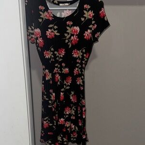 Francesca's Collections Black Dress with Pink Floral Design